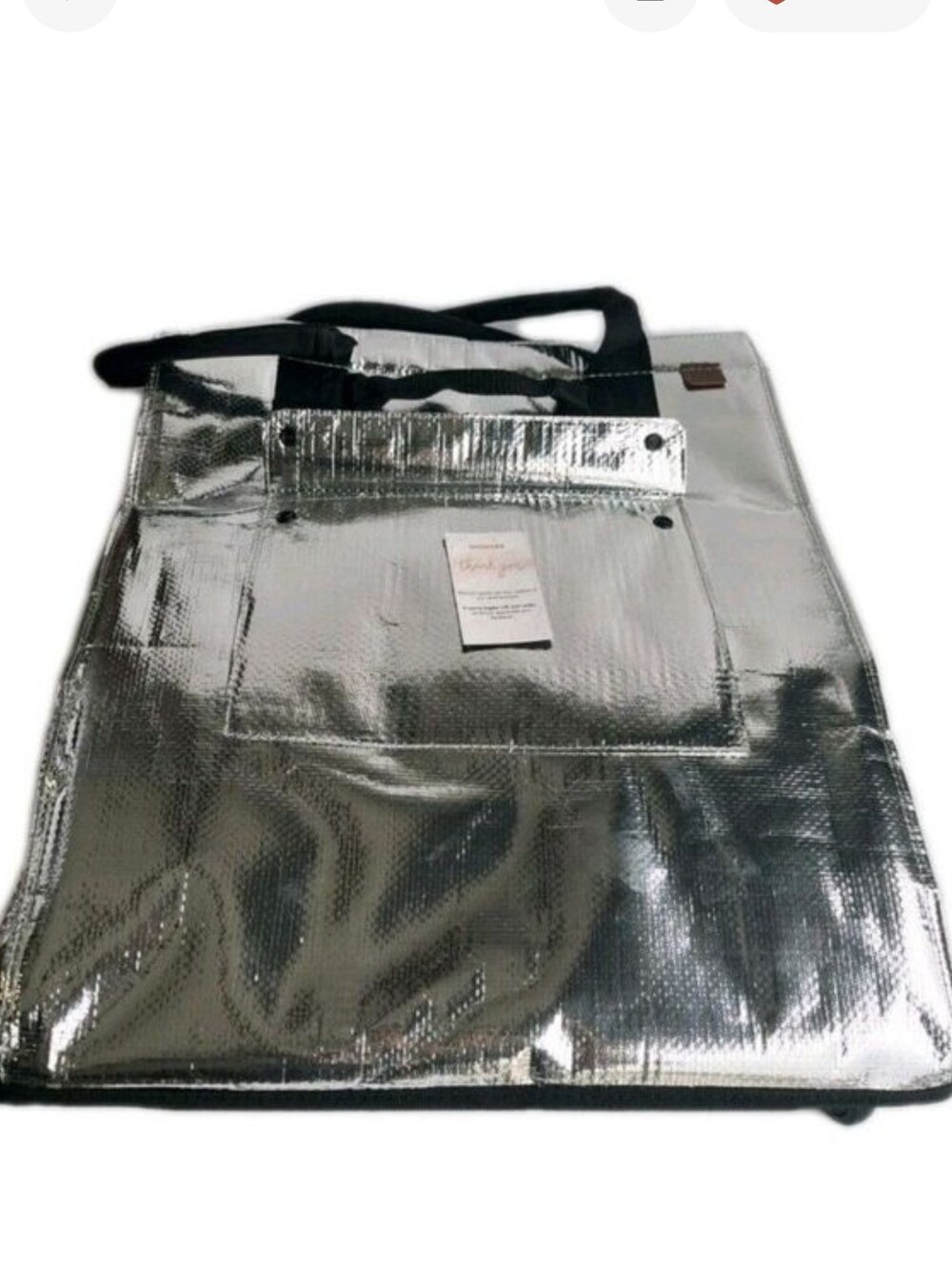 CleverMade Foldable Rolling Tote Bag 18"W x 24"H Soft Grip 90L 75lb Silver New - Picture 5 of 5